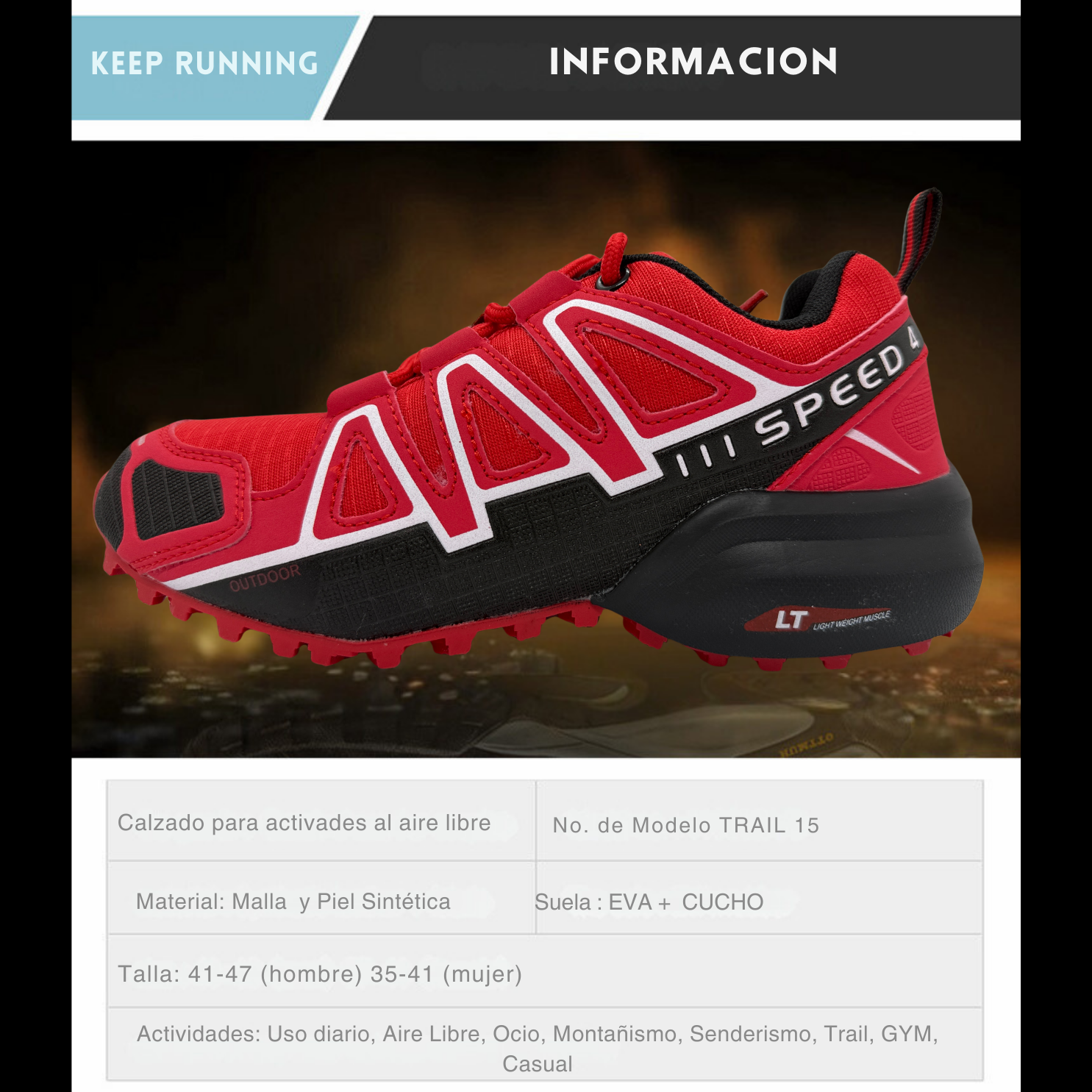 Tenis Trail, Running, Gym, Senderismo, Deportivos Para Mujer (S4) Rojo)