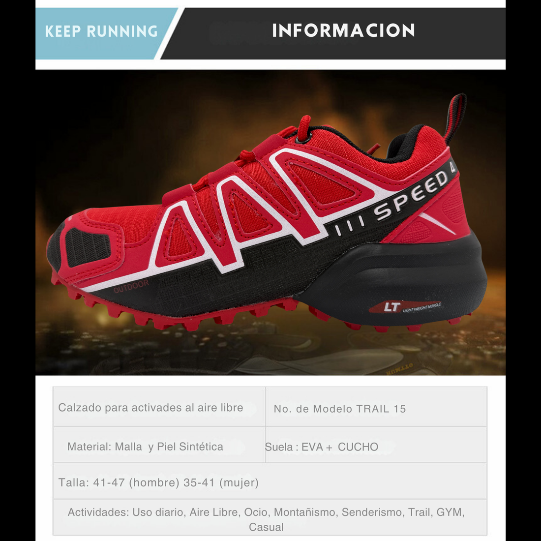 Tenis Trail, Running, Gym, Senderismo, Deportivos Para Mujer (S4) Rojo)