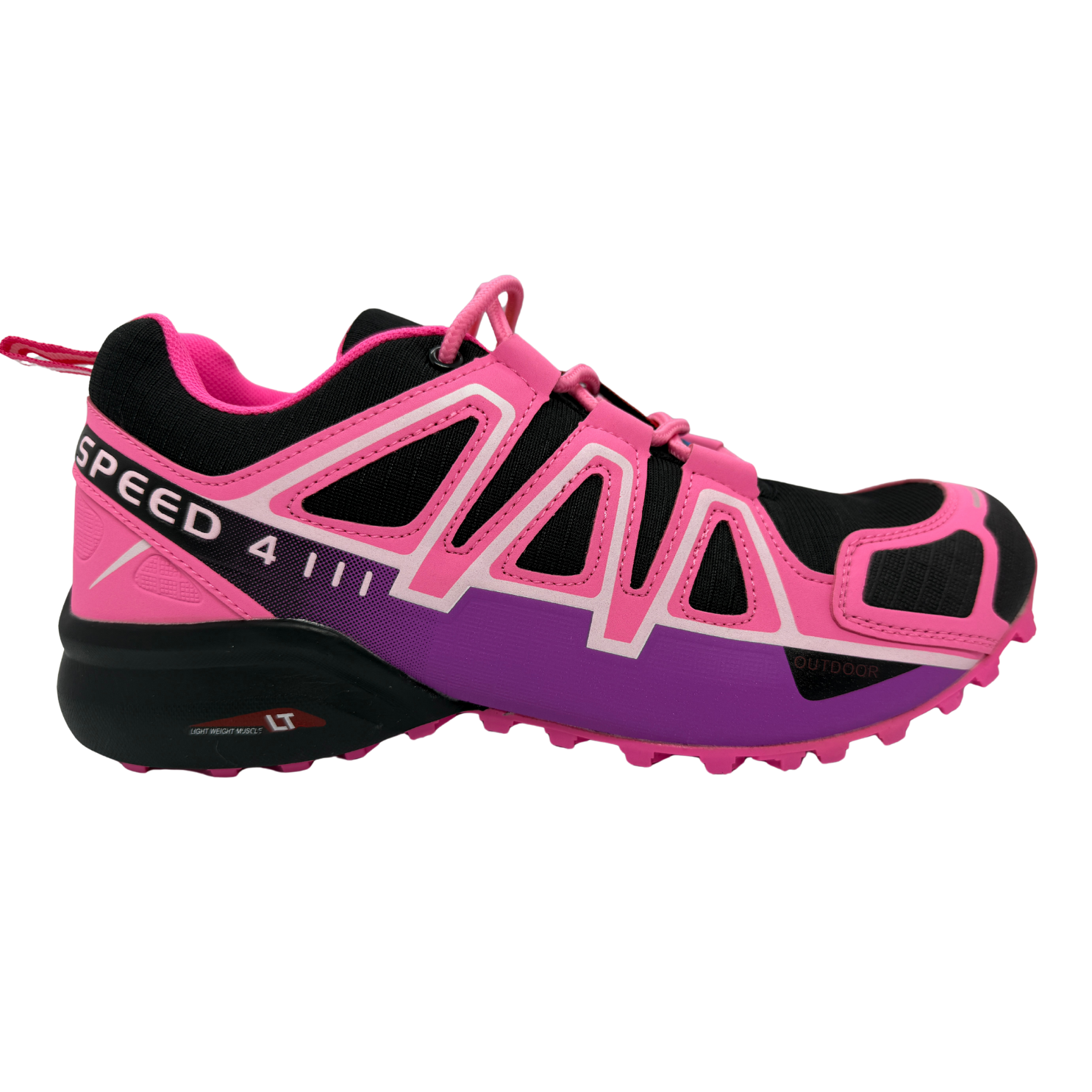 Tenis Trail, Running, Gym, Senderismo, Deportivos Para Mujer (S4) Negro-Rosa)