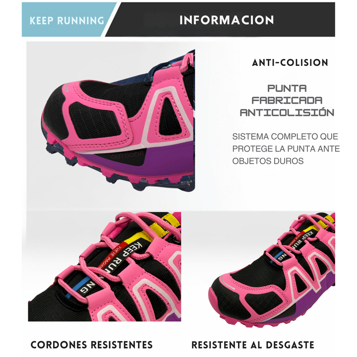 Tenis Trail, Running, Gym, Senderismo, Deportivos Para Mujer (S4) Negro-Rosa)