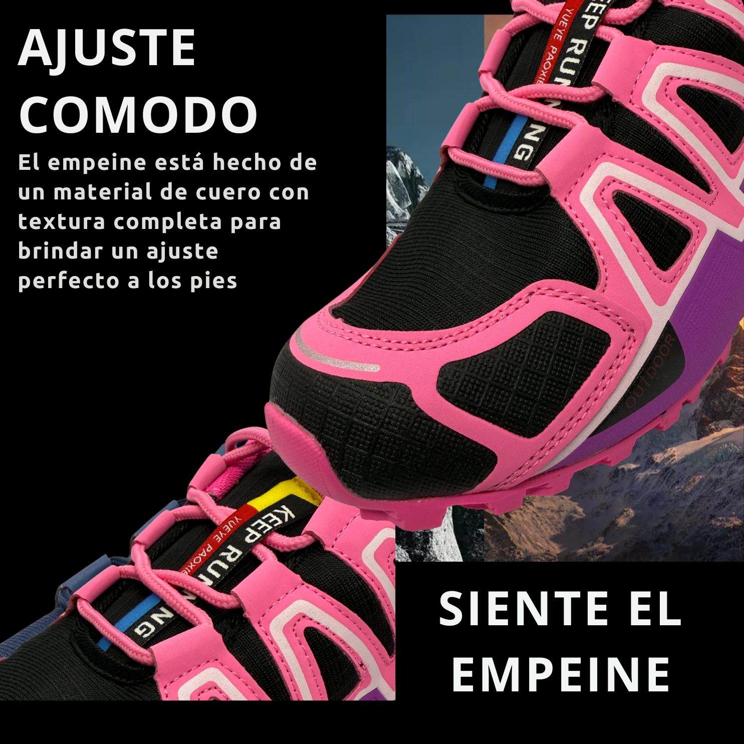 Tenis Trail, Running, Gym, Senderismo, Deportivos Para Mujer (S4) Negro-Rosa)
